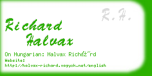 richard halvax business card